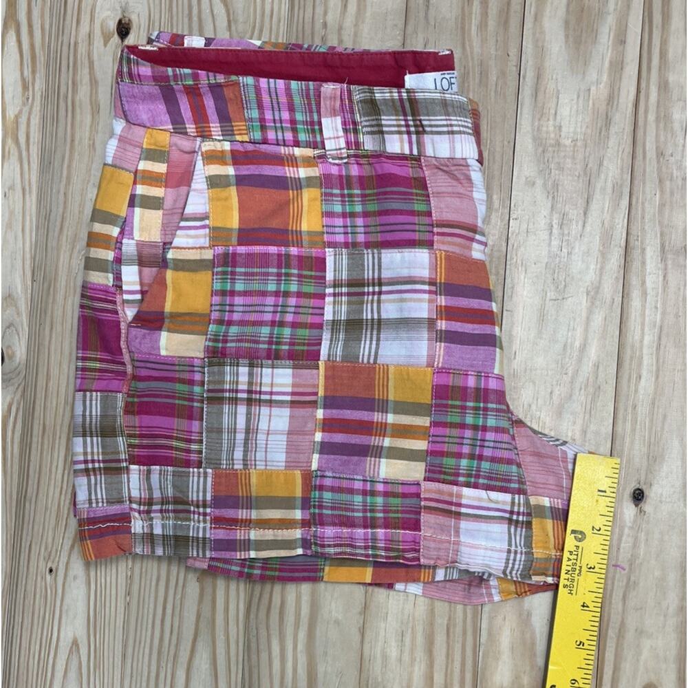 Ann Taylor LOFT Patchwork Shorts SZ 12 Pastel Nautical Beach Striped Pink - Picture 6 of 6